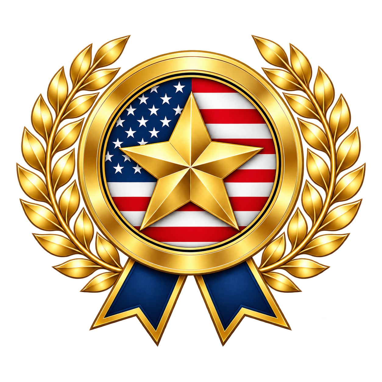 American flag design with gold star and laurel wreath
